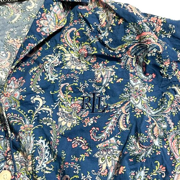 Lauren Ralph Lauren Sleep Shirt Womens XL Blue Paisley Black Label Sleepshirt - Picture 6 of 12